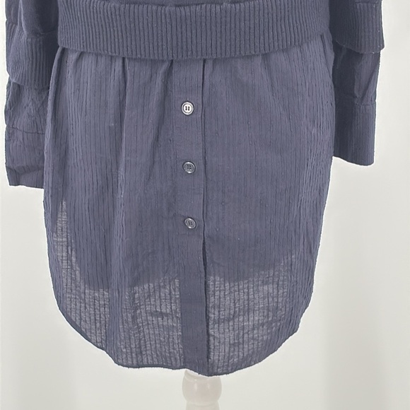 COS Mixed Media Wool & Cotton Layered Look Dress in Navy - Size XS - Picture 3 of 7